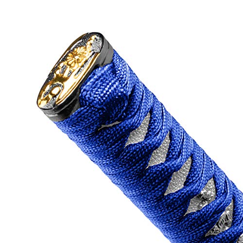 JDMBESTBOY Samurai Sword Blue White Shift Knob Shifter Alloy Katana Adapter Universal 20cm - color: Blue White, size: 20cm