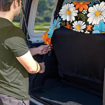Hippie Daisy Swirl Print Back Seat Cover, Waterproof Bench Rear Seat Cover Universal Car Seat Cover Automotive Interior Covers for Sedans SUVs Vans Trucks - color: Hippie Daisy Swirl