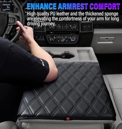 Thickened Center Console Armrest Cover with Hidden Pockets for 2015-2025 F150 Accessories, 2017-2025 F250 F350 F450, PU Leather Middle Console Protective Cover (Jump Seat Console Only) - color: Jump Seat (Hidden Pocket)