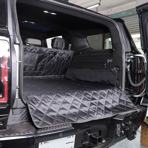 Trunk Frunk Mat Compatible with Hummer EV 2024-2026 SUV Pet Dog Trunk Cargo Liner, Waterproof Anti-Dirty Pet Cargo Cover Dog Seat Mat, with Bumper Flap Protector