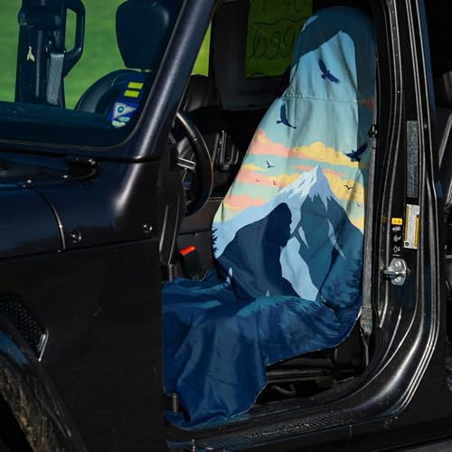 2 Pack Car Seat Towel Covers, Sweat Protector for Front Seats, Premium Thickened Microfiber with Elastic Strap, Breathable & Quick Dry, Machine Washable Cover for Gym Running Universal Fit, Sasquatch