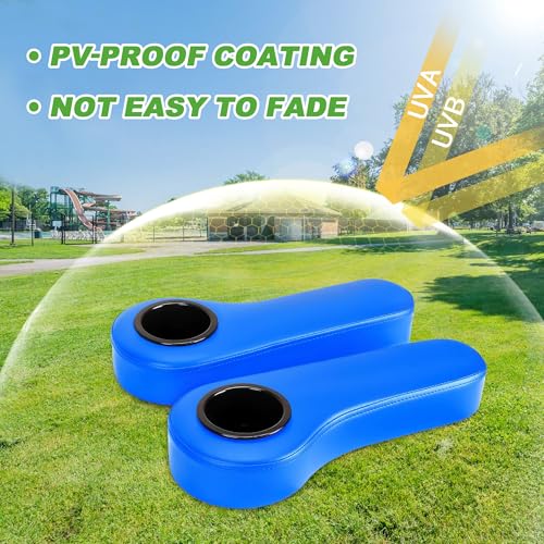 10L0L Golf Cart Rear Seat Kit Arm Rest Set with Cup Holder for Yamaha EZGO Club Car Golf Cart UV-Proof Coating Long Lasting, No Drilling Kits Include - color: blue