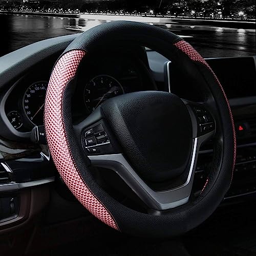 Valleycomfy Steering Wheel Cover with Microfiber Leather for Car Truck SUV 15 inch (Pink) - color: Z-Pink, size: Medium(Standard) Size[14.5"-15"]