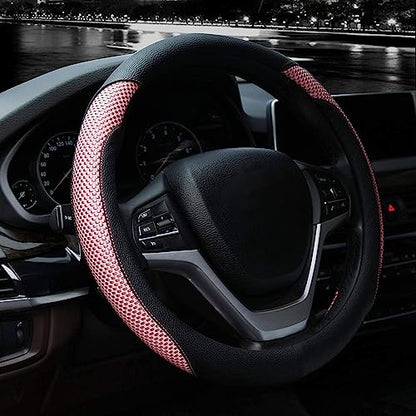Valleycomfy Steering Wheel Cover with Microfiber Leather for Car Truck SUV 15 inch (Pink) - color: Z-Pink, size: Medium(Standard) Size[14.5"-15"]