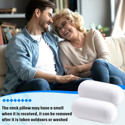 Geelin 2 Pcs Micro Bead Roll Pillow 11.8 x 6.3 Inch Pillow Bolster Soft Cylindrical Pillows for Sleeping Home Travel Neck Head Back Support Rest (White) - color: White