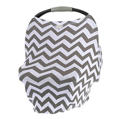 Itzy Ritzy 4-in-1 Nursing Cover, Car Seat Cover, Shopping Cart Cover & Infinity Scarf – Breathable, Multi-Use Nursing Cover Up for Breastfeeding, Carseat Canopy & Stroller Cover (Gray Chevron) - color: Gray Chevron