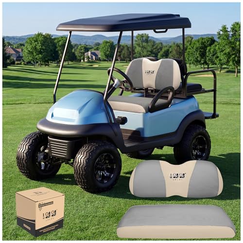 10L0L Golf Cart Seat Covers, Super Comfort Cooler Than Vinyl Seat Cover, Front and Rear Seat Cover for Yamaha EZGO Club Car, No Drilling Breathable Mesh Bench Seat Blanket, Machine Washable - color: Dark Gray + Beige, style: Front Seat - For Yamaha & Club
