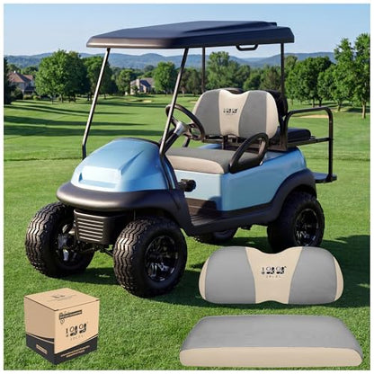 10L0L Golf Cart Seat Covers, Super Comfort Cooler Than Vinyl Seat Cover, Front and Rear Seat Cover for Yamaha EZGO Club Car, No Drilling Breathable Mesh Bench Seat Blanket, Machine Washable - color: Dark Gray + Beige, style: Front Seat - For Yamaha & Club