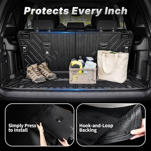 OEDRO Floor Mats Cargo Liner with 3rd Backrest Mats Fit for 2013-2024 Toyota 4Runner 7-Seater, Custom Fit TPE All Weather Floor Liners Trunk Mat for 4Runner Accessories, Car Mat Full Set, Black - style: 13-24 4Runner Full Set W/ Backrest Mat 7 Seats