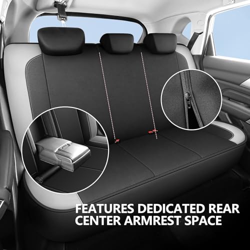 HChengkikz Car Seat Covers Full Set, Waterproof Neoprene Car seat Covers, Airbag Compatibable, All Season Protection Universal for Most Cars, Trucks, SUVs (Black + LightGray) - color: N816 Black Lightgray, size: Full Set