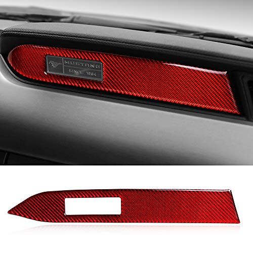 GZXinWei Red Car Interior Decoration Carbon Fiber Strips Instrument Panel Trim Cover Sticker Accessories for Ford Mustang 2015 2016 2017 2018 2019 2020 2021 2022 2023