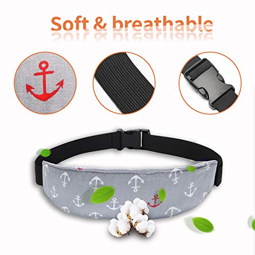 Carseat Head Support,Car seat Straps Pillow Support Ban,Stroller Neck Relief Strap Headrest,Slumber Sling Sleep Positioner (Gery Clouds+Anchor) - color: Gery-3