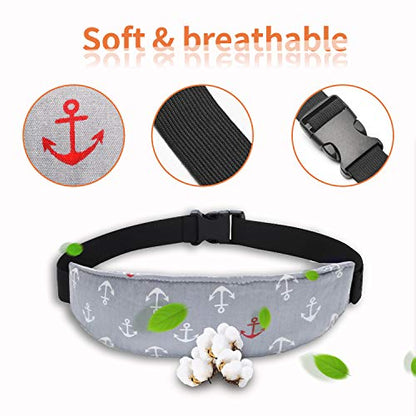 Carseat Head Support,Car seat Straps Pillow Support Ban,Stroller Neck Relief Strap Headrest,Slumber Sling Sleep Positioner (Gery Clouds+Anchor) - color: Gery-3