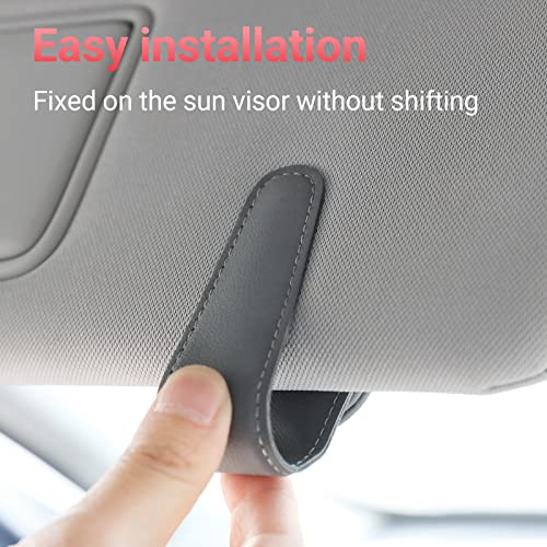 Sunglass Holder for Car Visor Sunglasses Clip Magnetic Leather Glasses Eyeglass Holder Interior Car Accessories for Woman Man - 2 Packs Gray - color: Gray