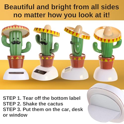 Solar Powered Dancing Cactus – Sun Power Swinging Animated Bobble Dancer Solar Figurine for Car Dashboard Dancing Cactus Holiday Car Decoration Solar Figures for Office Home Desk