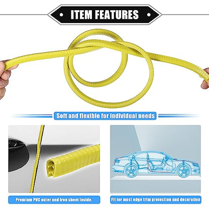 Car Door Edge Guard, 32.8ft U Shape Rubber Edge Trim Seal Strip Protector Universal for Car Truck ATV Boat Multifunctional No Glue PVC Iron Yellow - color: Yellow