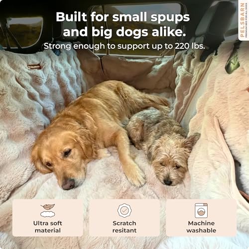 Luxurious Full Backseat Protector for Dogs with Calming Blanket - Waterproof Pet Hammock Machine Washable (Beige) - color: Beige