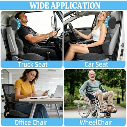 3-in-1 Memory Foam Seat Cushion & Headrest Pillow with Lumbar Support L-Shaped Ergonomic Driver Seat Cushions Design for Sciatica and Tailbone Pain Relief Comfort for Car,Truck,Chair - size: 19''x16.14''x13.18''