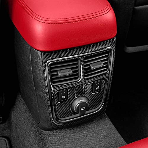 Car Rear A/C Outlet Vent Armrest Box Decals for 2011-2014 Dodge Charger/Chrysler 300 Accessories Carbon Fiber Interior Stickers (Without USB) - color: Rear Center Console-b