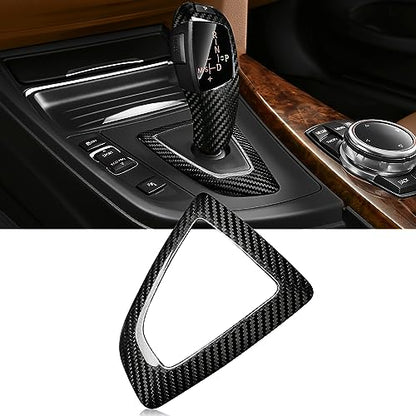 T-carbon Real Carbon Fiber Control Gear Box Shift Knob Panel Frame Cover Trim Protector Compatible with BMW F20 F21 F22 F23 F30 F31 F32 F33 F34 F35 F36 M2 Interior Accessories 2013-18-Glossy Black