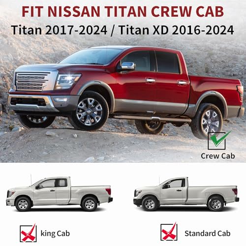 YITAMOTOR Floor Mats for 2017-2024 Nissan Titan/2016-2024 Nissan Titan XD Crew Cab with 1st Row Bucket Seat, Custom Fit All-Weather TPE Floor Liners, 1st & 2nd Row Floor Mat Accessory, Black - style: 17-24 Nissan Titan 1st & 2nd Row