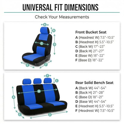 FH Group Car Seat Covers Full Set Cloth - Universal Fit Automotive Seat Covers, Low Back Front Seat Covers, Solid Back Seat Cover, Washable Car Seat Cover for SUV, Sedan and Van Blue - color: Blue, style: Seat Cover Full Set