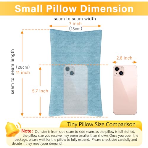 1 MIDDLE ONE 2 Pack Small Pillow, Cooling Memory Foam Mini Pillow 11 X 7 Inches for Sleeping, Travel, Nap and Neck, Knee, Lumbar Support, Tiny Cushion for Pet, Dogs (Blue) - color: Cooling Blue, size: 11x7 inch