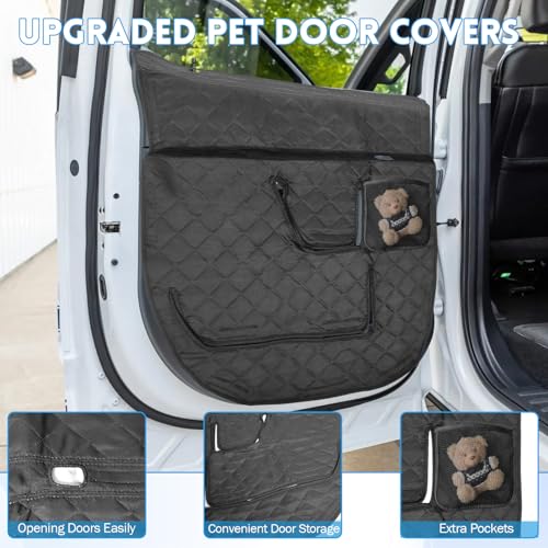 Dog Car Door Protector Compatible with Ford F-150 2015 2016-2021 2022 2023 Thickening Pet Vehicle Door Guard Cover with Storage Pocket Anti-Scratch Nonslip Machine Washable Black (2 Pack) - size: F-150 2015-2023
