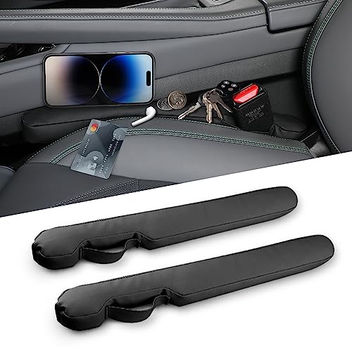 Leather Car Seat Gap Filler Universal for Car Truck SUV to Block The Gap Between Seat and Console Stop Things from Dropping 2 Sets Black - color: black