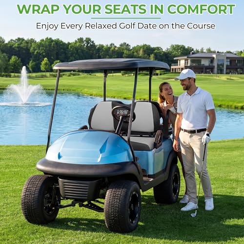 10L0L Golf Cart Seat Covers, Super Comfort Cooler Than Vinyl Seat Cover, Front and Rear Seat Cover for Yamaha EZGO Club Car, No Drilling Breathable Mesh Bench Seat Blanket, Machine Washable - color: Dark Gray + Black, style: Front Seat - For Yamaha & Club