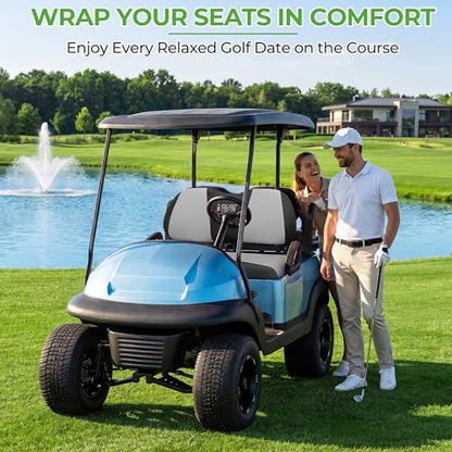 10L0L Golf Cart Seat Covers, Super Comfort Cooler Than Vinyl Seat Cover, Front and Rear Seat Cover for Yamaha EZGO Club Car, No Drilling Breathable Mesh Bench Seat Blanket, Machine Washable - color: Dark Gray + Black, style: Front Seat - For Yamaha & Club