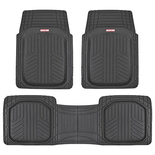 BDK FlexTough™ Contour Liners - Deep Dish Heavy Duty Rubber Floor Mats for Car SUV Truck & Van - All Weather Protection (Deep Dish 1)