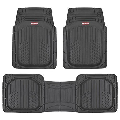 BDK FlexTough™ Contour Liners - Deep Dish Heavy Duty Rubber Floor Mats for Car SUV Truck & Van - All Weather Protection (Deep Dish 1)