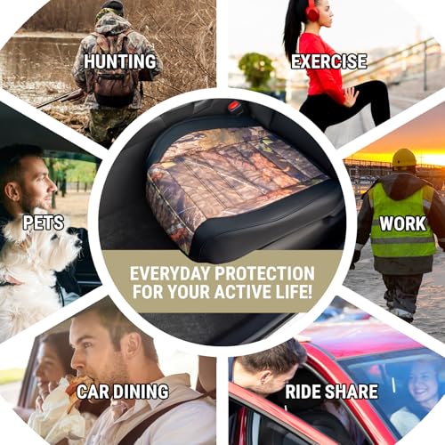 Mossy Oak Camo Car Seat Covers, Padded Bottom Seat Cushion Cover with Bottom Wrap-Around & Anti-Skid; for Cars SUV Truck Minivan, Front Seat Protector, Heavy Duty Denier with Storage Pocket, 2 Pack - color: Truck Seat Cushion A