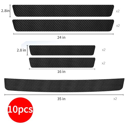 Door Sill Protector, Carbon Fiber Texture Waterproof Scratch Resistant Car Door Protector, Enhances Vehicle Aesthetics, Car Door Sills and Car Trim, Universal Fit for All Vehicle Models (10PCS)