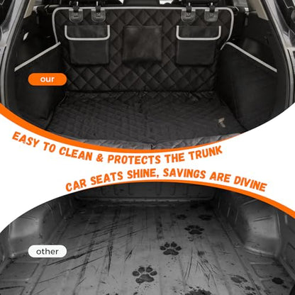 SUV Cargo Liner Dogs, Waterproof Dog Trunk Cover, Pet Cargo Mat SUV, Sedan & Van, Scratchproof Dog Seat Cover with Side Walls, Non-Slip Backing & Bumper Flap Protector, Large Size Universal Fit
