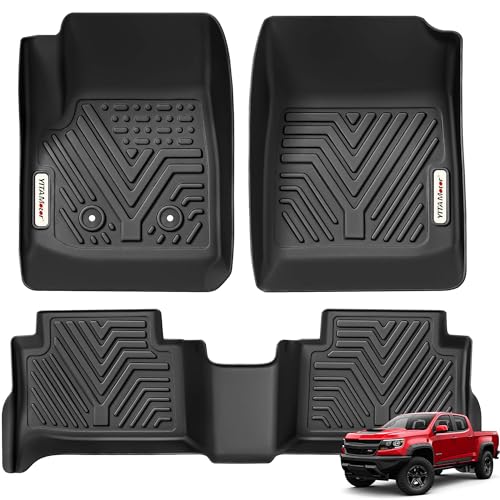 YITAMOTOR Floor Mats Compatible with 2015-2022 Chevy Colorado Crew Cab/GMC Canyon Crew Cab, Custom Fit Floor Liners, 1st & 2nd Row All Weather Protection, Black