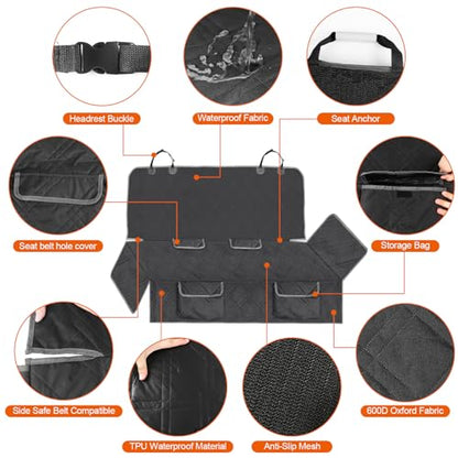Dog Car Seat Cover Compatible with Toyota Highlander 2013-2024 2025, Waterproof Pet Bench Seat Cover for Back Seat, 600D Heavy Duty Scratch Proof Nonslip Truck Seat Covers for Dogs - size: 2013-2025 Highlander