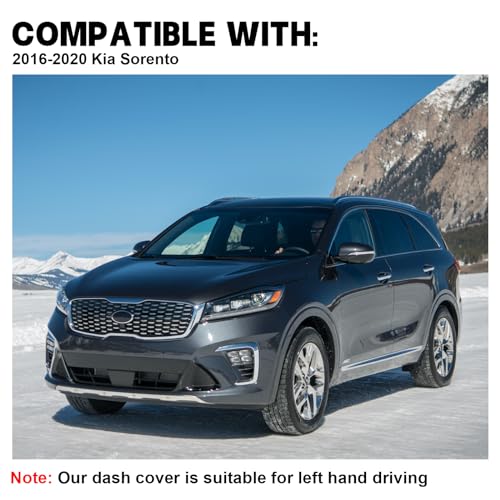 Dashboard Dash Board Cover Mat Carpet Compatible with Sorento 2016-2020 Dashboard Mat Covers Internal Accessories Black - style: Compatible with Sorento 2016-2020