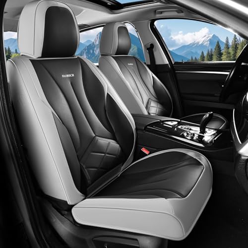 FLORICH Front Car Seat Covers, Leather Seat Covers for Cars, Waterproof Car Seat Protectors 2 Pack, Front Seat Covers for Cars, Automotive Seat Covers Protector Fit for Most Sedans SUV Pick-up Truck - color: Gray&Black, size: FrontPair