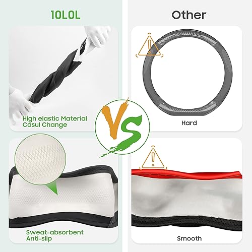 10L0L Golf Cart Steering Wheel Cover for Yamaha, Club Car DS & Precedent 1981-up, 14 Inch Black Gray - color: Black Gray