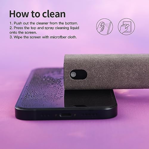 CUIUD Screen Cleaner Kit 3 Pcs, Two in One Screen Cleaner Spray and Wipe, Touchscreen Mist Cleaner Spray Bottle for Phone/Laptop/Tablet/TV/Monitor/Car Screens - color: 3 Pcs(Grey+Pink+Blue)