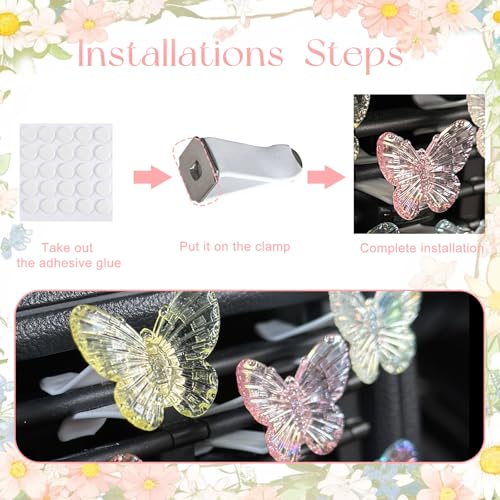 6 PCS Butterfly Car Vent Clips, Cute Butterflies Cars Air Conditioning Clip Decorations, Charm Automotive Interior Decor for Women Men