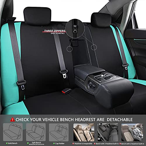 CAR-GRAND Sporty Cloth Car Seat Covers Full Set, Breathable and Washable,Universal Fit for Car, Truck, Sedan, Vans, SUV, Airbag Compatible, Zipper Design - color: Mint