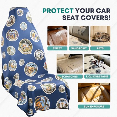 Car Seat Cover Towel, Car Seat Protector Front Seats, Sweat Towel Car Seat Covers for Post Gym Workout, Running, Swimming and Beach, Non-Slip Car Seat Towel Covers Fit for Most Cars Trucks SUV