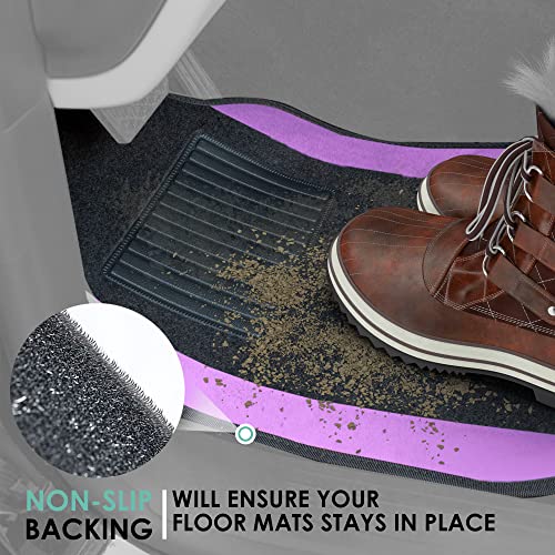 FH Group Automotive Floor Mats – Universal Fit Premium Carpet Car Mats with Driver Heel Pad, Full Set for Cars, SUVs & Trucks - Purple - color: Purple