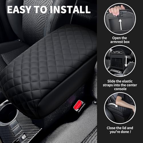 Center Console Armrest Cover Compatible with Toyota 4Runner 2010-2024 Accessories, Premium Leather Arm Rest Cover Pad, Car Middle Console Cover (Black) - size: 2010-2024 Toyota 4Runner