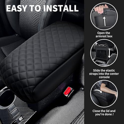 Center Console Armrest Cover Compatible with Toyota 4Runner 2010-2024 Accessories, Premium Leather Arm Rest Cover Pad, Car Middle Console Cover (Black) - size: 2010-2024 Toyota 4Runner