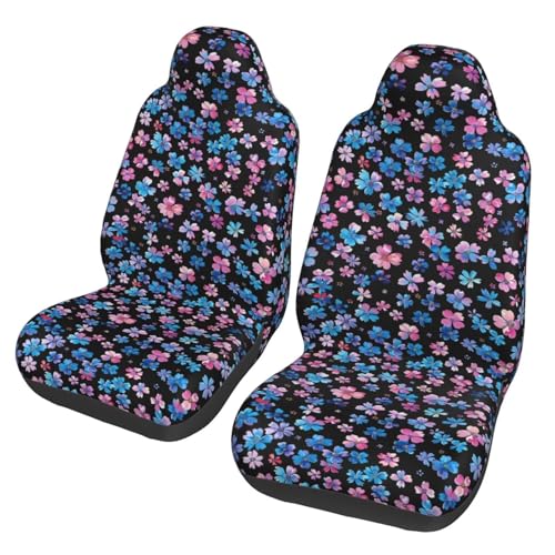 Car Seat Covers Full Set of 2 Blue and Pink Cherry Blossom Auto Seat Protector Polyester Fabric Front Seat Rear Bucket Seat Cover Universal fit for SUV Truck Van Sedans, Cute Floral - color: Pink Cherry Blossom