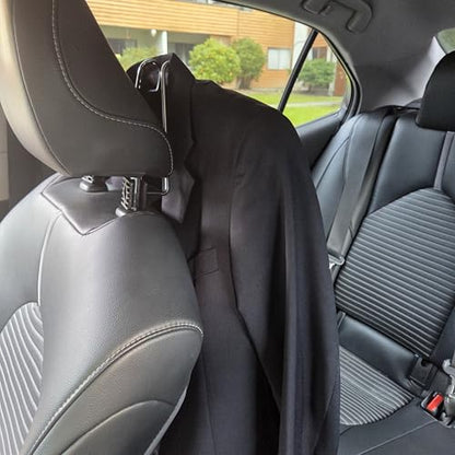 Car Headrest Coat Hanger, Universal Vehicle Back Seat Clothes Hook, Chrome Stainless Steel, Garment Holder for Auto Interior